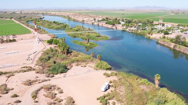 Colorado River landscape and pipeline bridge