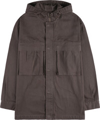 Naklejka premium A dark green hooded jacket with drawstrings and pockets displayed against a white background isolated on transparent background