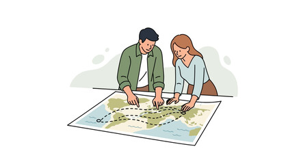 Planning A Journey Together Exploring World Map Destination
