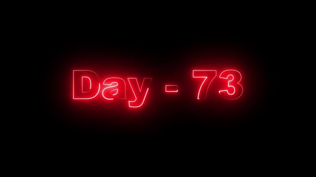 day 73 red neon glowing text on black background for countdown challenge social media milestone seventy three number typography