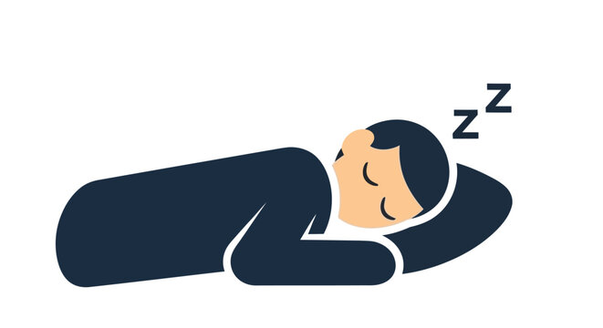 Stylized illustration of a person sleeping peacefully on their side with zzzs