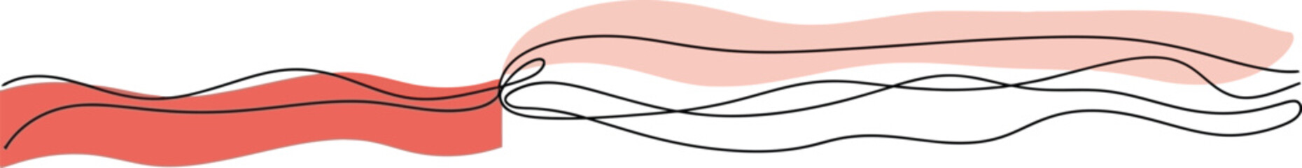 Fototapeta premium Wavy Lines and Shapes in Red and Black