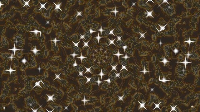 Abstract psychedelic swirling galaxy of sparkling starbursts and ornate baroque patterns on a dark textured background, digital art Abstract