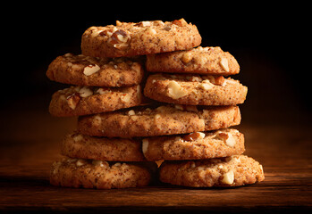 Stack of Whole Wheat Cookies with Nuts