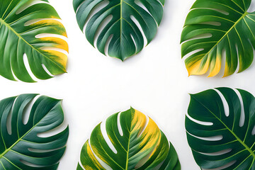 Tropical leaves on white background