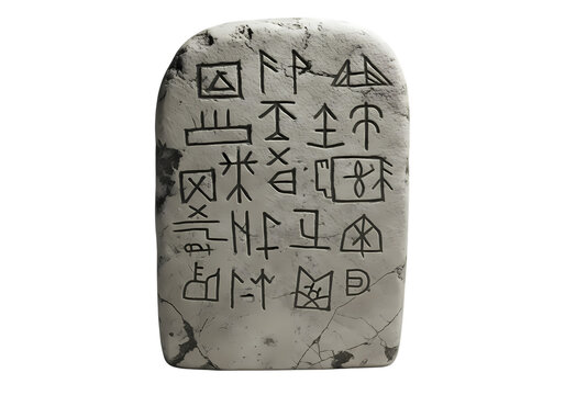 Ancient stone tablet with mysterious symbols