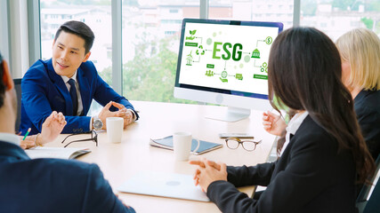 Fototapeta premium ESG environmental social governance policy for modish business to set a standard to achieve high ESG score