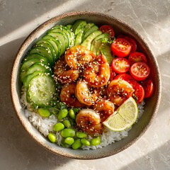 Shrimp and Avocado Poke Bowl