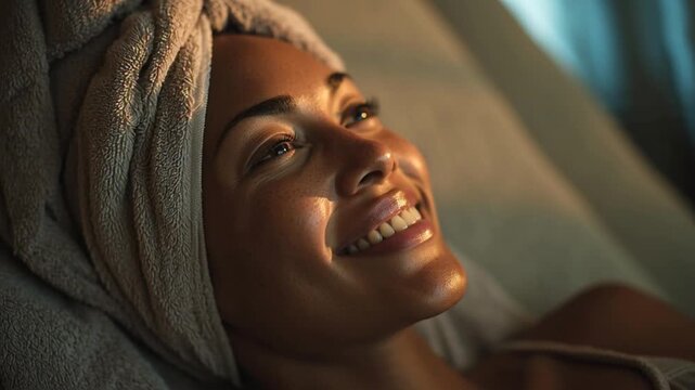 Relaxed Woman Enjoying Spa Day at Luxury Salon