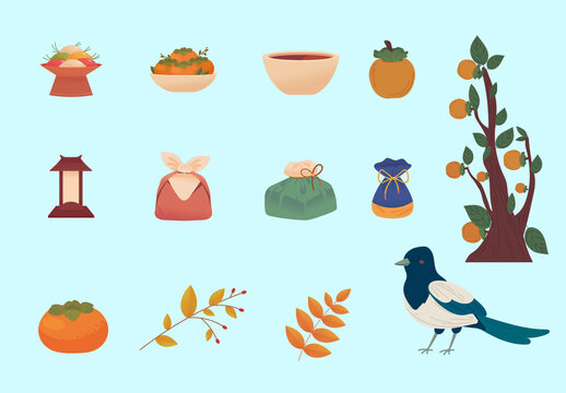 Chuseok Illustration Design set