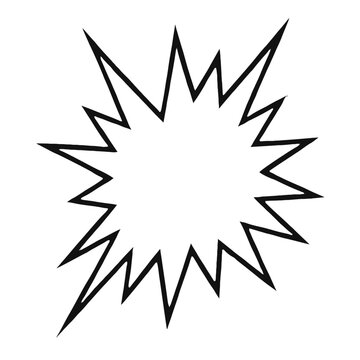 Comic Book Style Starburst Speech Bubble - Pop Art Explosion Vector Icon for Sales, Promotions, and Action Graphics. Minimalist Black Outline Blank Shout Frame Isolated on White Background.
