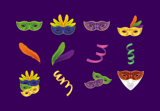 Mardi Gras Illustration Set