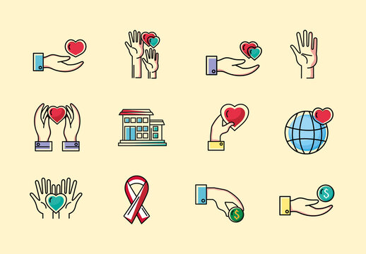 Volunteering Line Illustration Icon Set