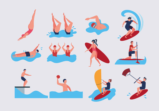 Aquatic Championship Illustration Set