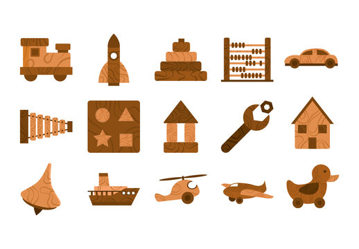 Wooden Toys Illustration Set