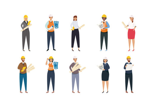 Construction Workers Illustration Set