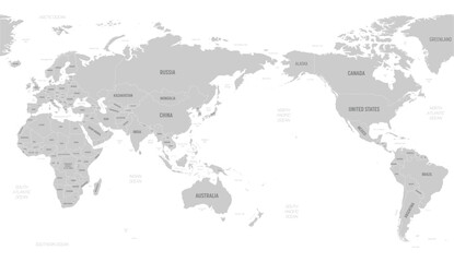 World map vector illustration for global business, education and technology network concept. Detailed world map silhouette with country borders for infographic design. © Jisoo