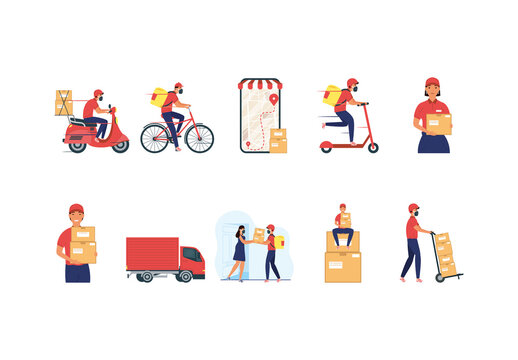 Delivery Courier Logistics Illustration Set