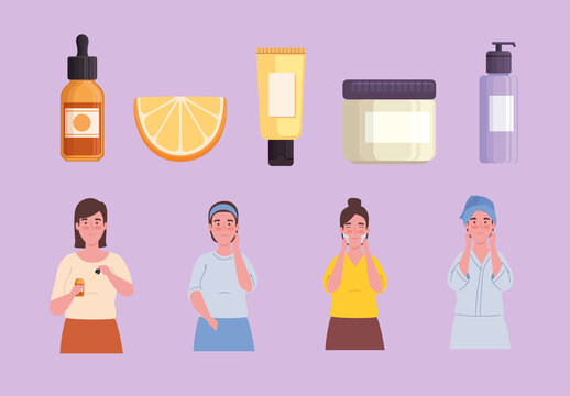 Skincare Routine Illustration Set