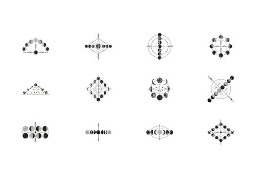 Moon Phases Illustration Set