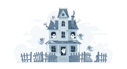 Obraz premium Spooky Haunted Mansion with Friendly Ghosts and Creepy Atmosphere