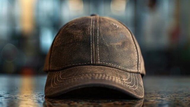 Video A baseball cap sits on top of a table, ready for use or display