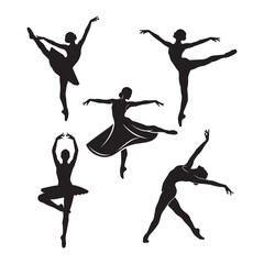 Dance & Performance Silhouette Collection – Ballerina, Contemporary, Gymnast, and Ballet Poses © Jaweria
