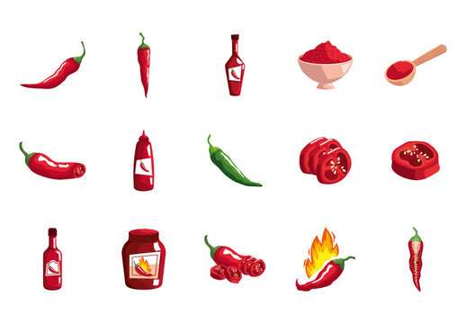 Hot Pepper Illustration Set