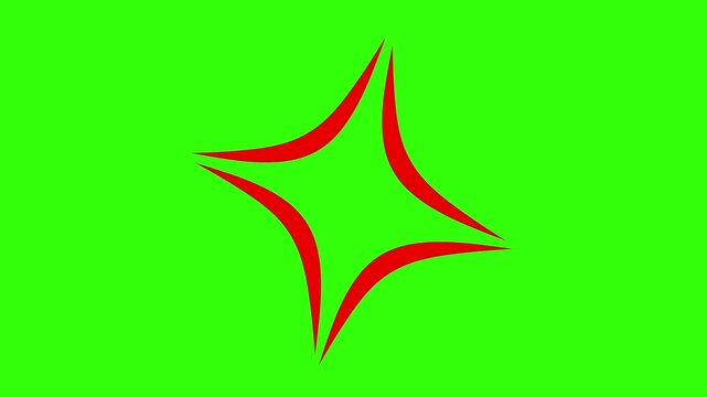 Red 2d cartoon angry mark or ikari maaku animation on a green screen
