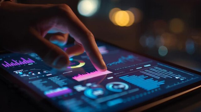 DJ Mixing Music on Tablet at Night