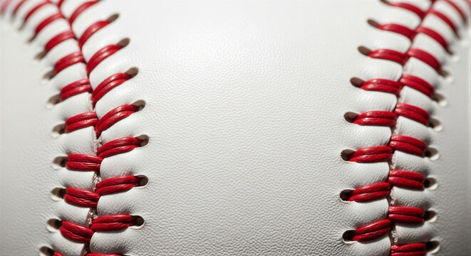 Baseball Close-up in Detailed Style in Red, White Colors for Sports Use