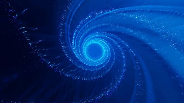 Abstract blue spiral vortex animation. Represents concepts of time travel, energy flow, and digital transformation in a futuristic context