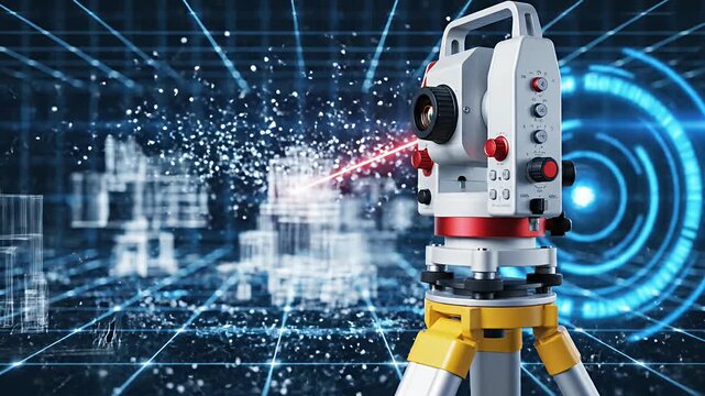 Total station surveying instrument monitoring digital city infrastructure