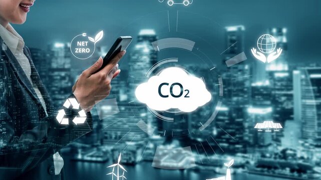 Net zero goals and CO2 reduction strategy driving sustainability, green energy integration, net zero emissions policies, and climate-friendly sustainability solutions for business and society. Muxer
