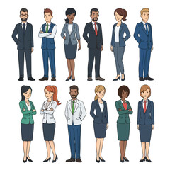 Obraz premium Diverse business people standing in formal attire corporate team