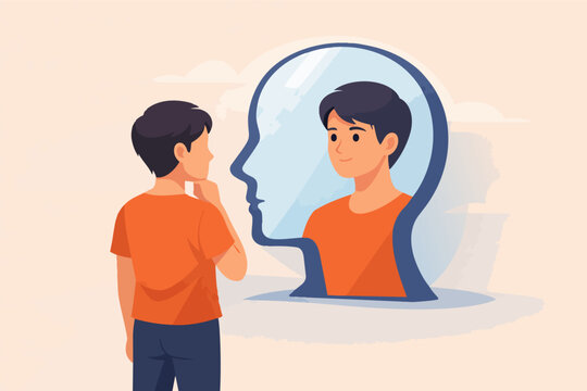 Young man reflecting on self-identity, finding inner peace and confidence