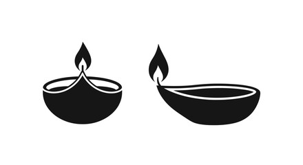 Two traditional oil lamps illustrated in a striking black silhouette © MDRAYHAN