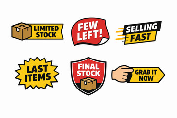Obraz premium Retail sales badges creating urgency with limited stock, selling fast, and final items