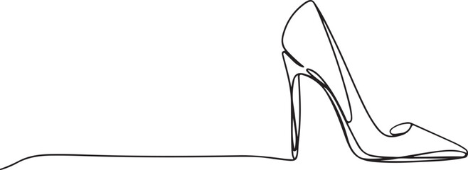 Emphasizes the iconic, sharp profile of the high heel in a minimalist, single-line format.