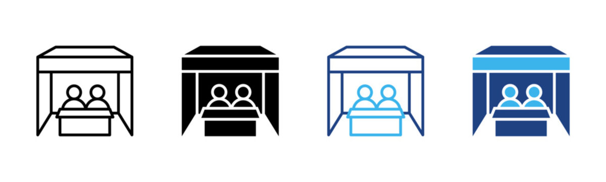 Event Booth icon set multiple style collection