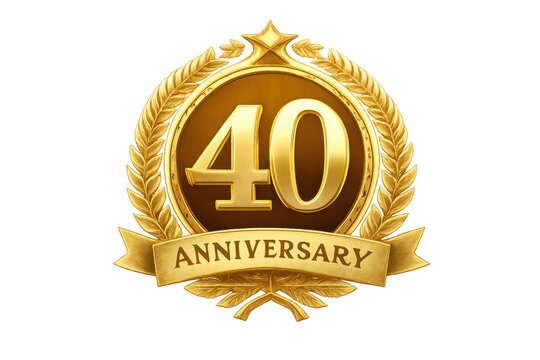 40th anniversary golden emblem with laurel wreath