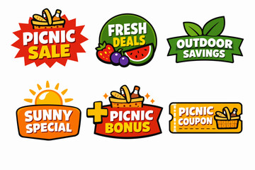 Picnic sale and fresh deals with outdoor savings coupons and special bonus labels