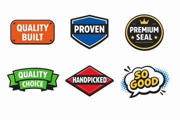 Fototapeta premium Labels and emblems set representing quality, premium, proven, and handpicked products