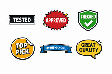 Obraz premium Quality assurance labels and badges icon set for product certification and guarantee
