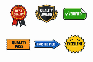 Obraz premium Quality badges, labels, and awards collection showing trust, excellence, and verification