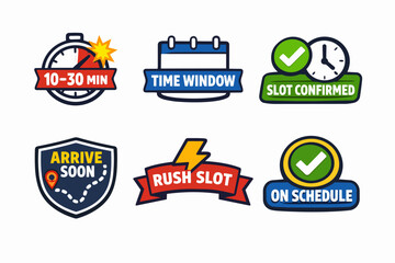 Obraz premium Delivery time slot scheduling icons for logistics and shipping tracking apps