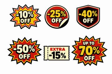 Obraz premium Sales discounts percent off promotional stickers set for retail offers and coupons