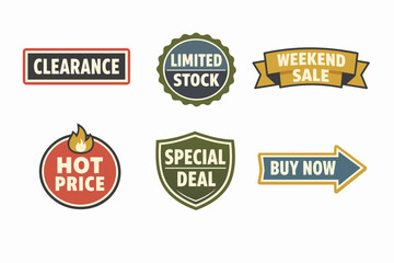 Obraz premium Collection of sale, discount, and promotion labels for retail marketing and e-commerce