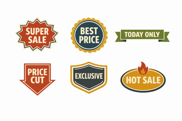 Obraz premium Collection of sale, discount, and promotion badges for retail marketing