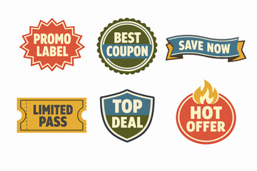 Obraz premium Retail advertising badges and stickers for promoting sales, deals, and offers